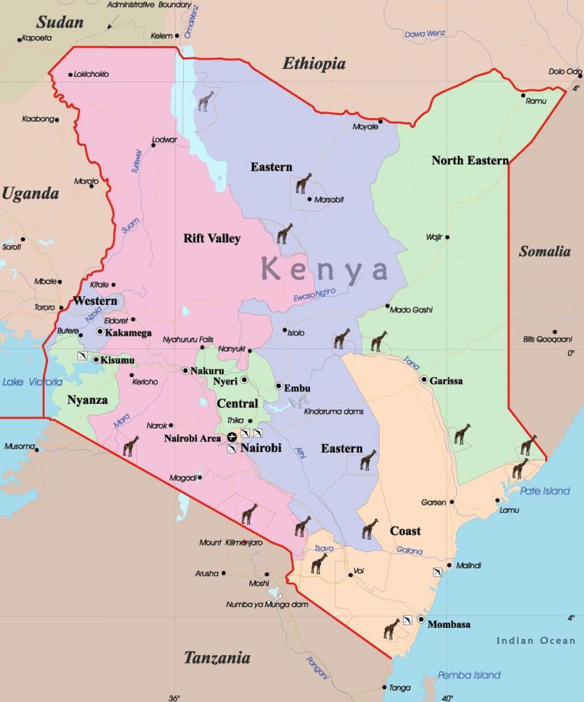mapa Kenya jeziku