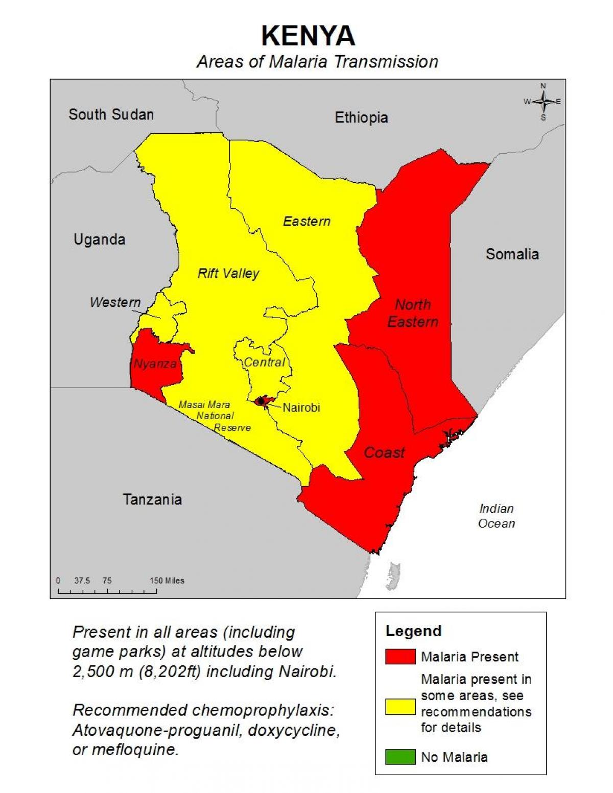 mapa Kenya malariju