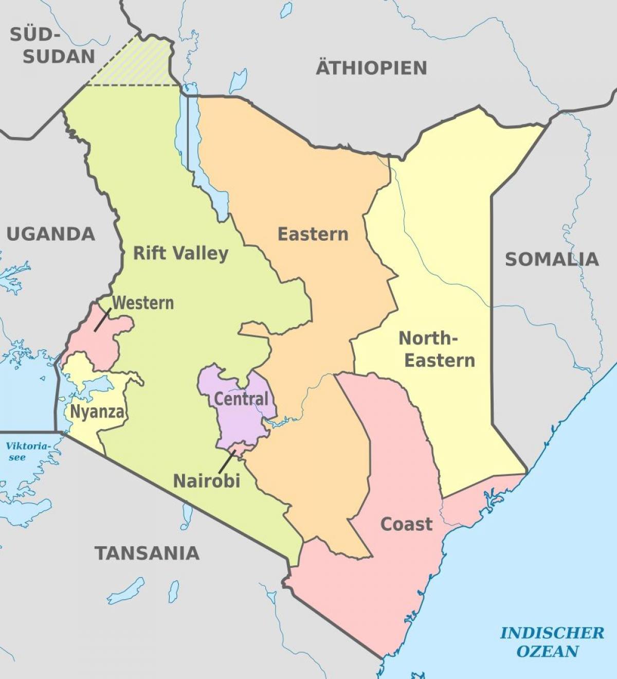 Kenya administrativne mapu