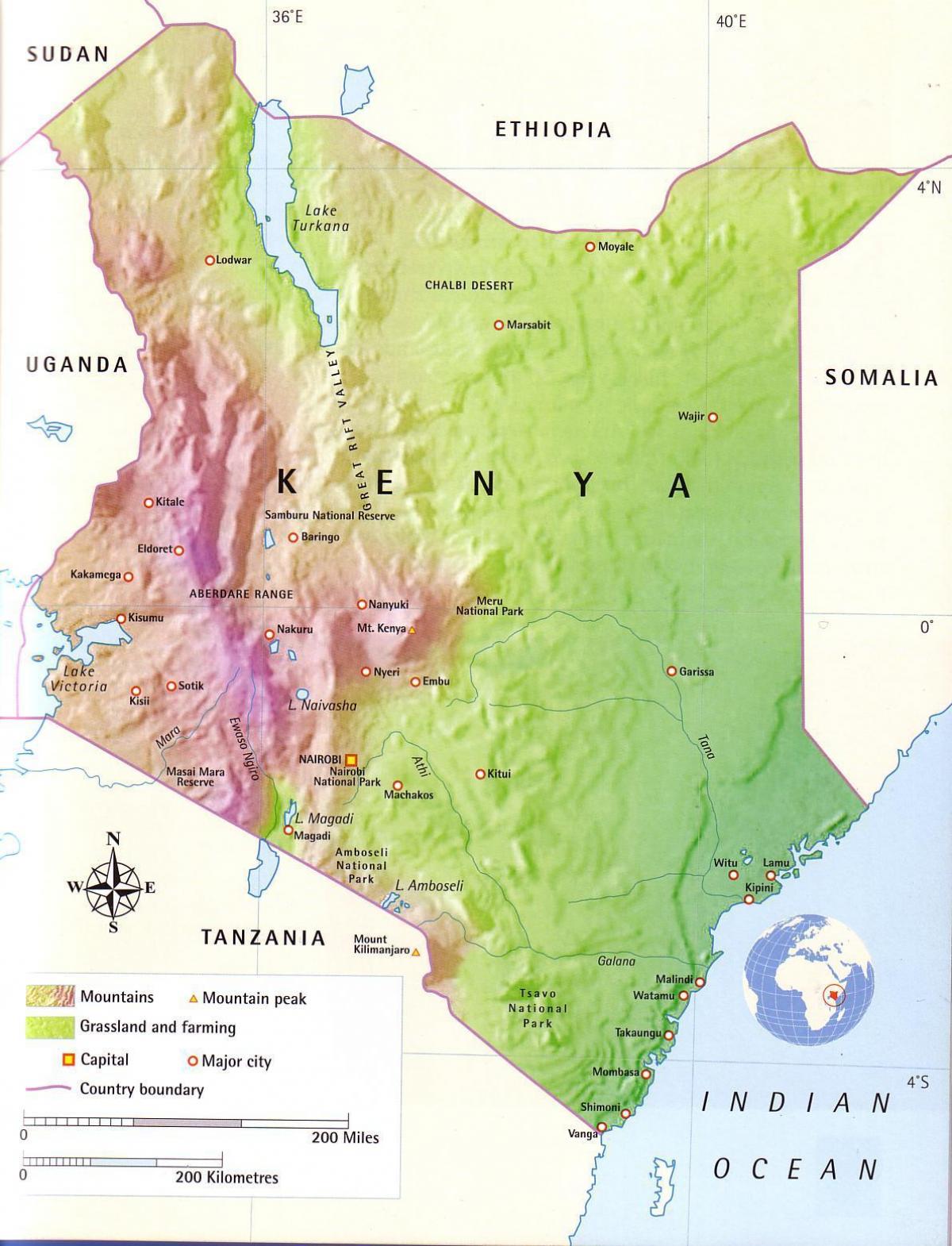 mapa Kenya planinama
