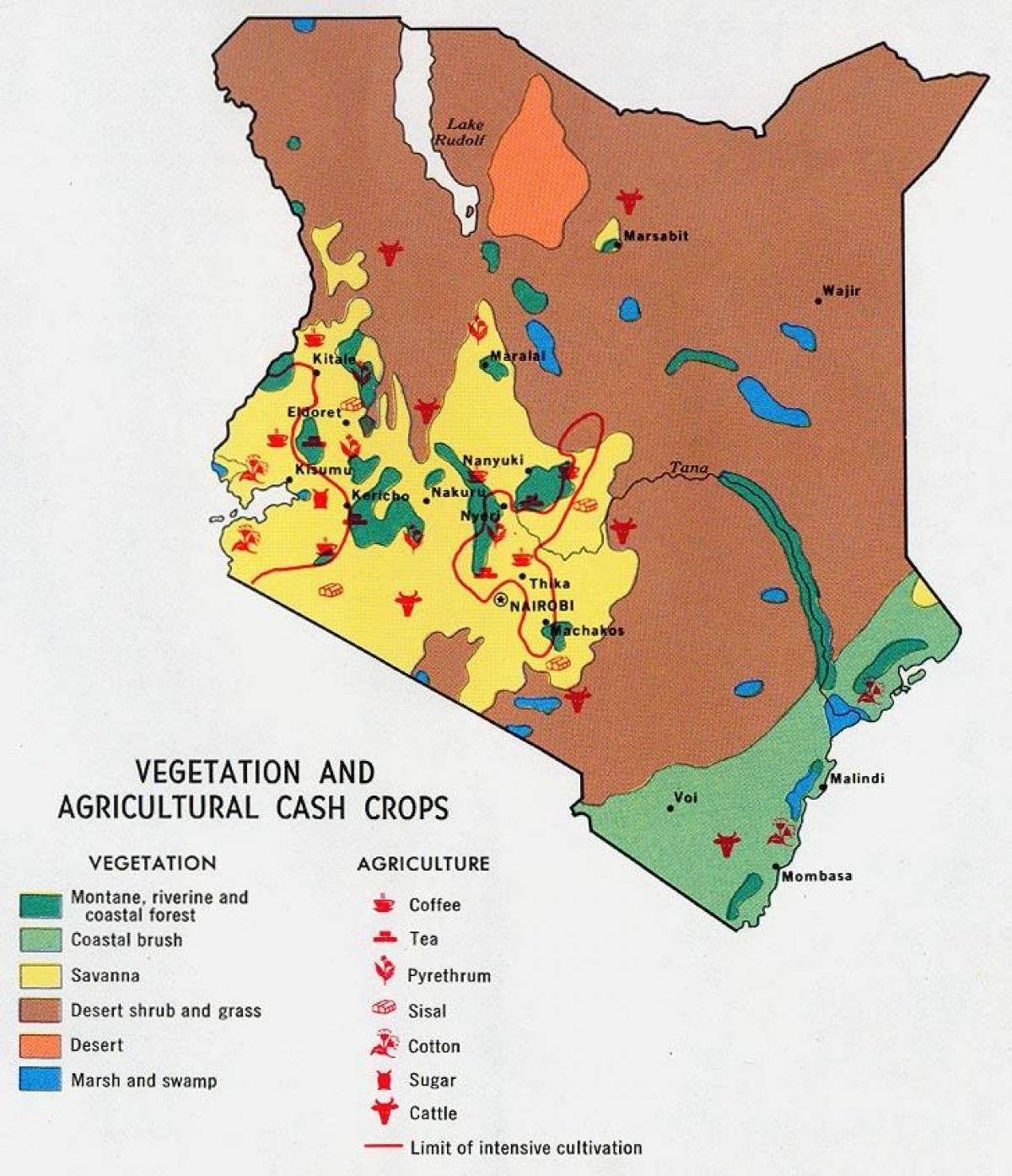 mapa Kenya prirodni resursi