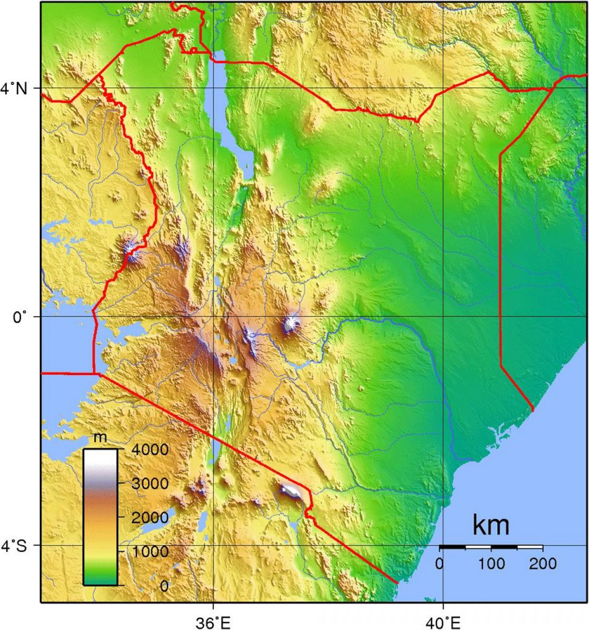 Kenya elevacija mapu