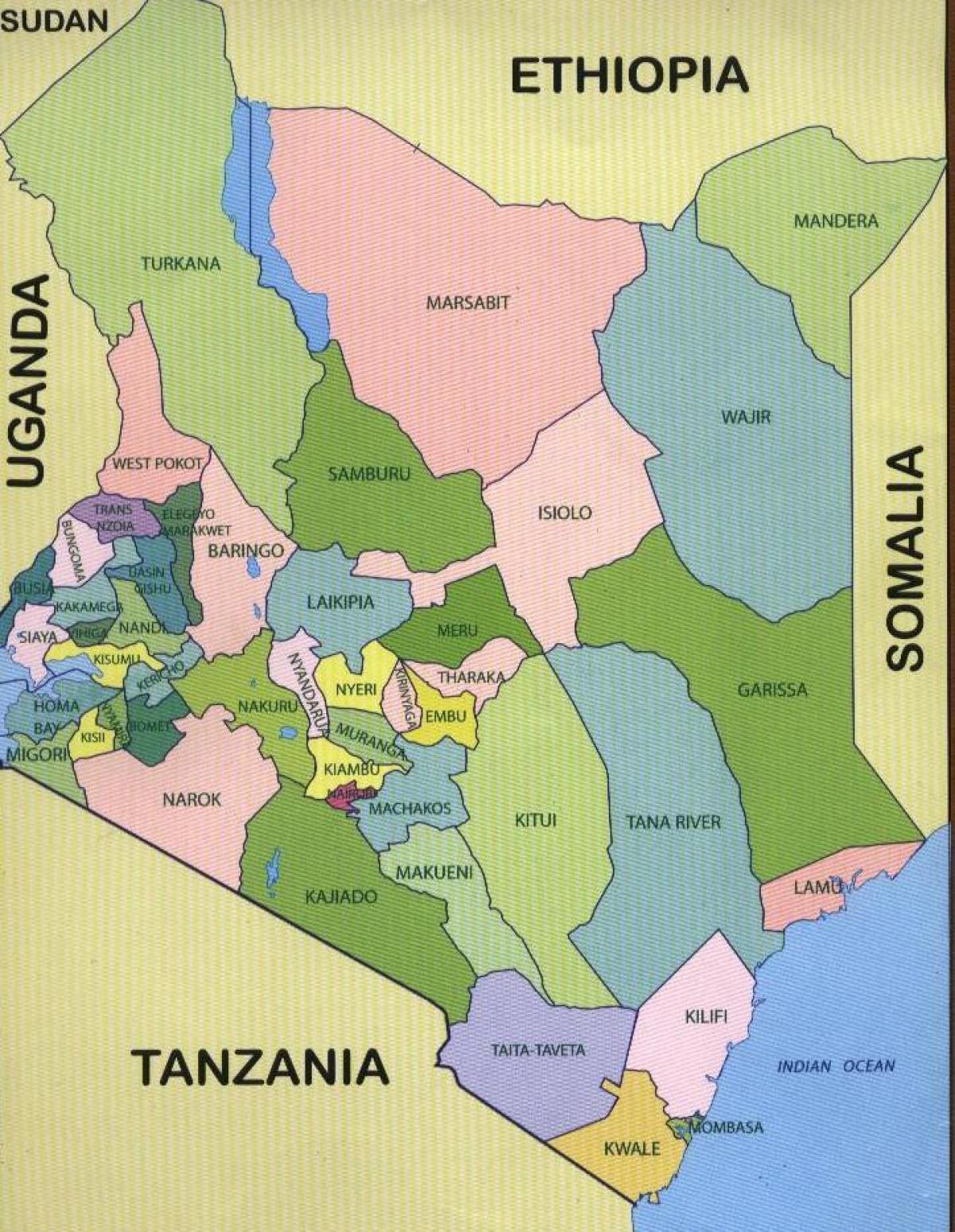 okruga od Kenya mapu