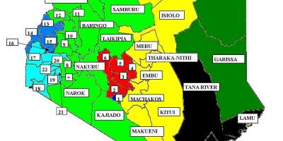 Mapa 47 okruga u Keniji 
