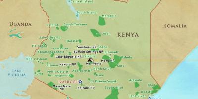 Mapa Kenya nacionalnih parkova i rezerve