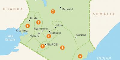 Mapa Kenya pokazuje provincija