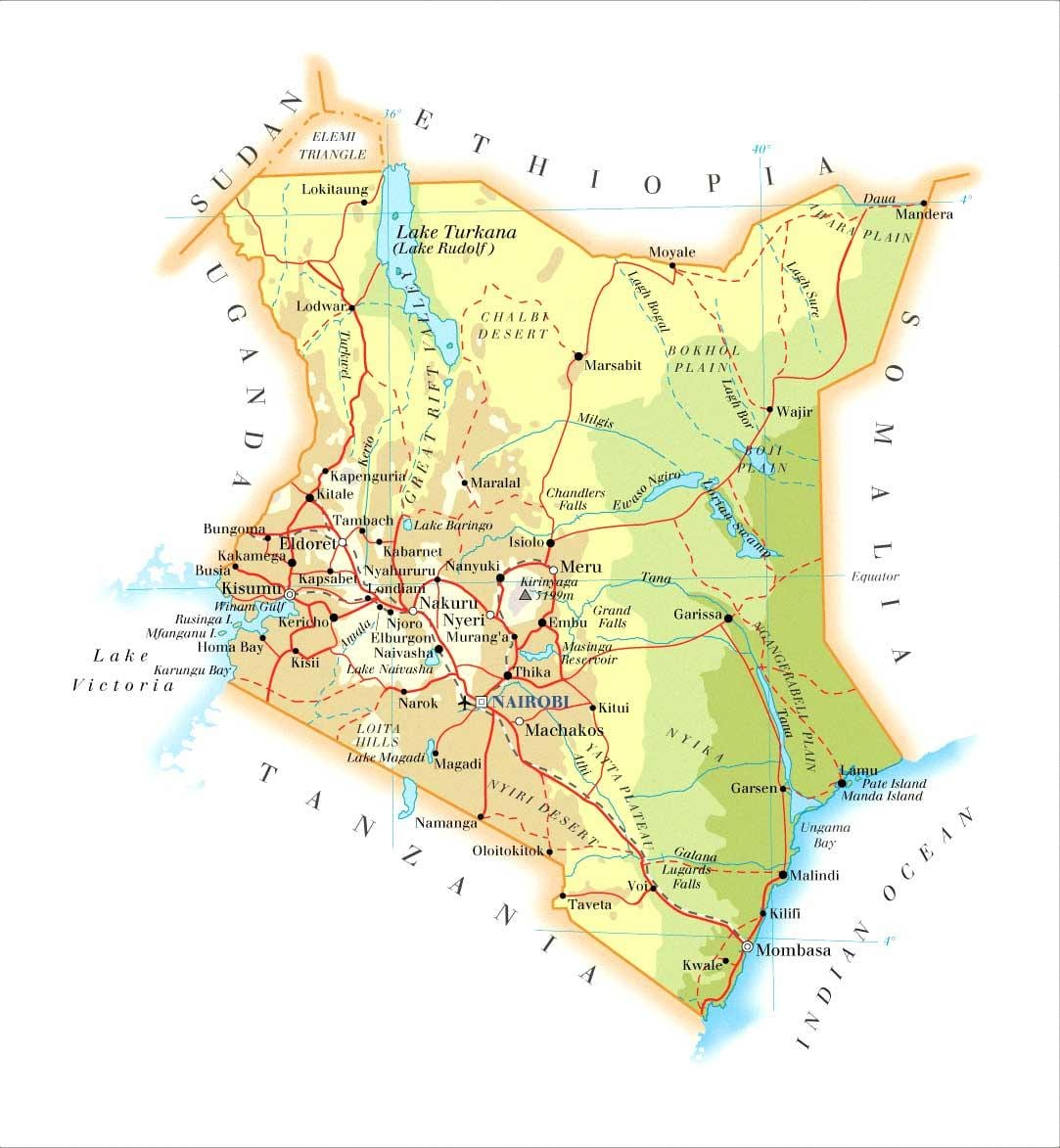 Kenya fizicke karakteristike mapu