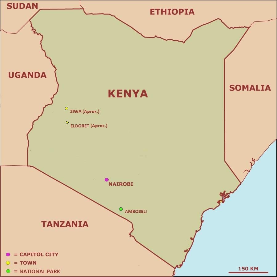 mapa jednostavno mapu Kenya