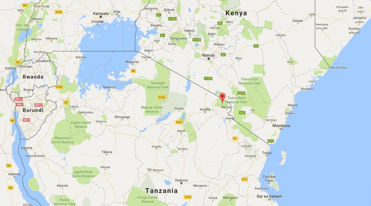 svijet mapa pokazuje Kenya