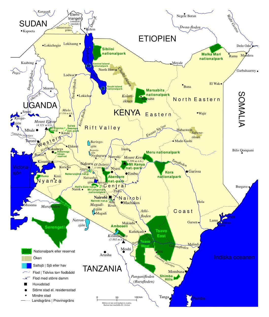 mapa Kenya ptica