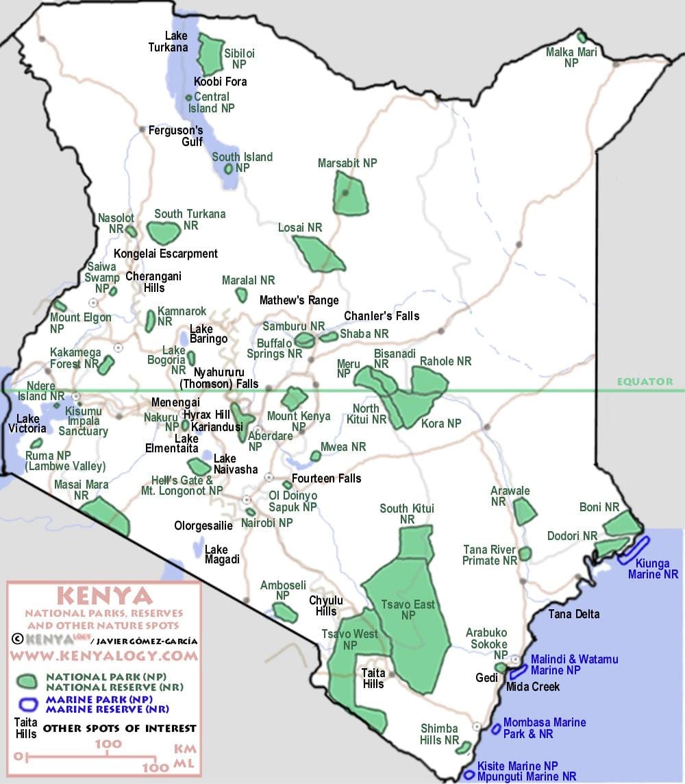 mapa Kenya safari 