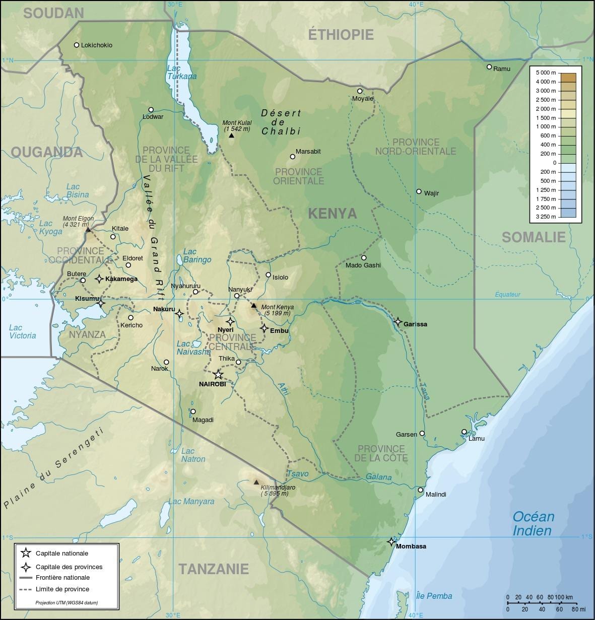 Kenya olakšanje mapu