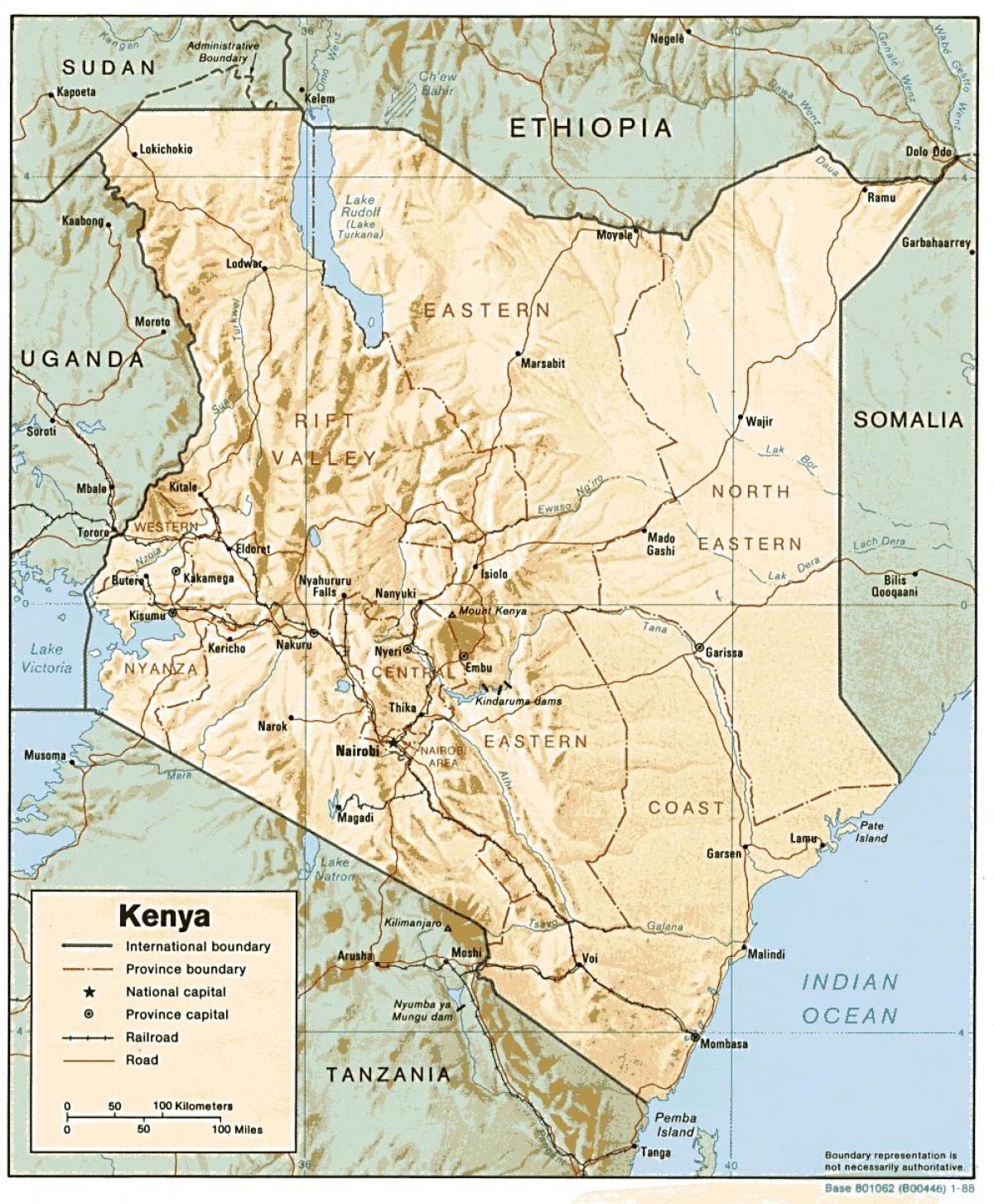 mapa Kenya pokazuju velike gradove