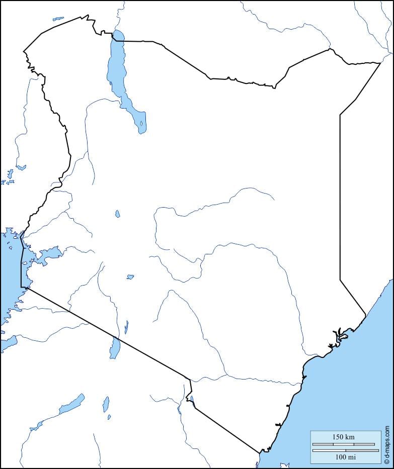 mapa praznu kartu Kenya