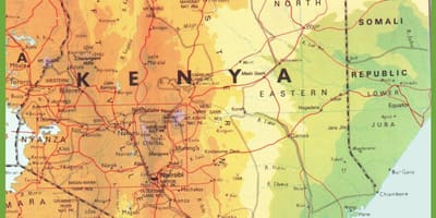 Mapa Kenya pokazuje gradova