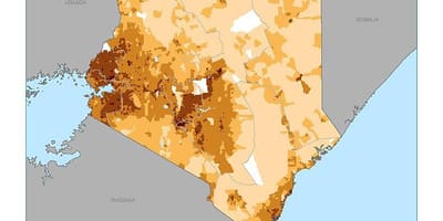 Kenya karta gustoće naseljenosti
