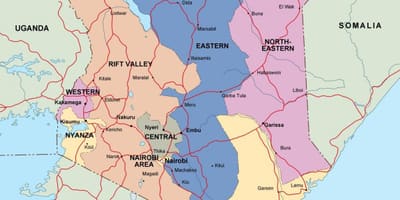 Mapa Kenya pokazuje reke